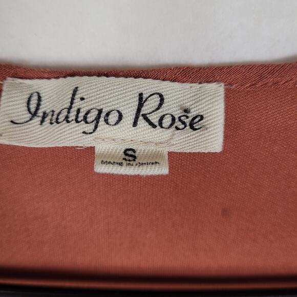 Indigo Rose brown embroidered lace bell sleeve gauzy dress Size Sm Peasant Boho - Picture 3 of 8